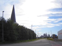 Terug naar Oosterdonk: van Oosterweel blijft alleen nog de kerk over in de haven / Bron: LimoWreck, Wikimedia Commons (CC BY-SA-3.0)